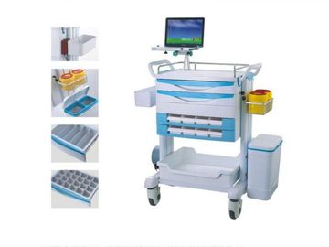 Κινητό ιατρικό καροτσάκι ταμπλετών με το πλαστικό καροτσάκι αναισθησίας νοσοκομείων συρταριών με το κιβώτιο αποθήκευσης