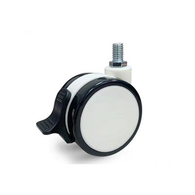 PU TPR υλικές M12X25MM ιατρικές ρόδες τροχίσκων με το κεντρικό κλείδωμα φρένων