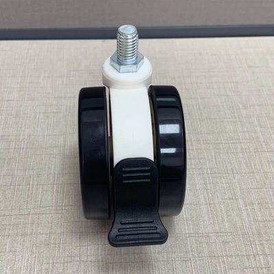 PU TPR υλικές M12X25MM ιατρικές ρόδες τροχίσκων με το κεντρικό κλείδωμα φρένων